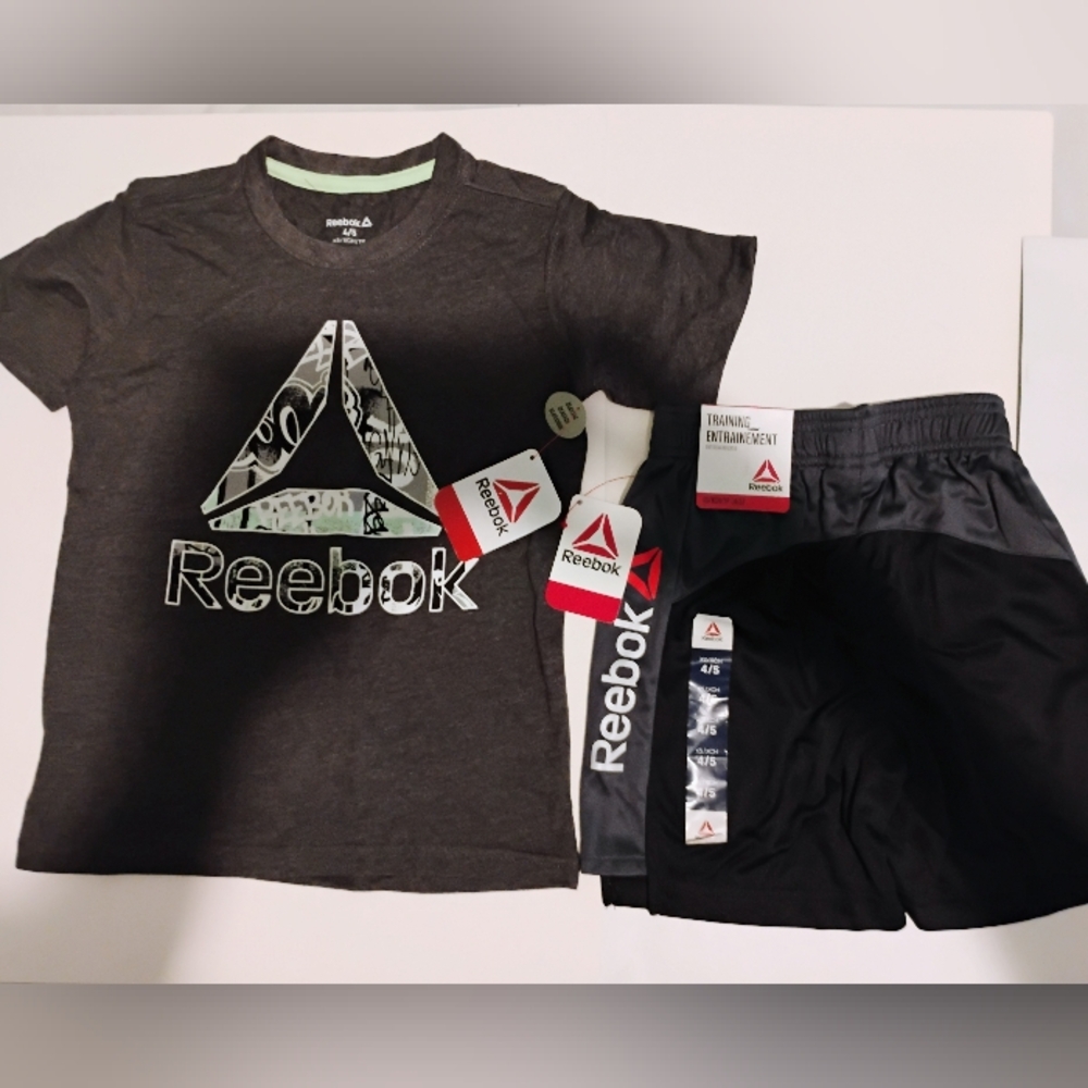 Reebok Shirt & Shorts Athletic Boys XS NWT Training Exercise